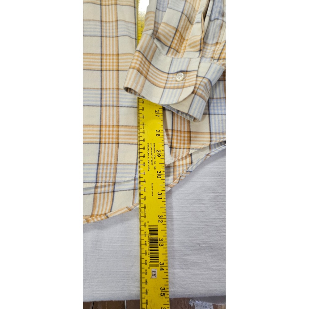 Corneliani ID Mens Plaid Button Down Shirt Orange Blue Cotton Size L 42 Large - Picture 4 of 7